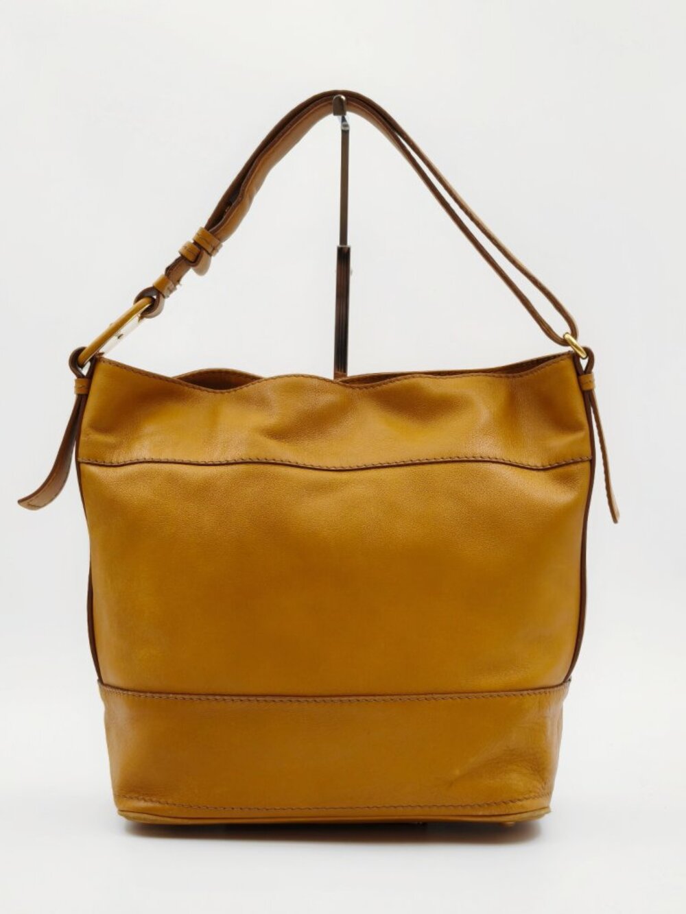 Salvatore Ferragamo Tan Leather Gancini Shoulder Hobo Bag Gold Hardware Italy - Picture 3 of 14